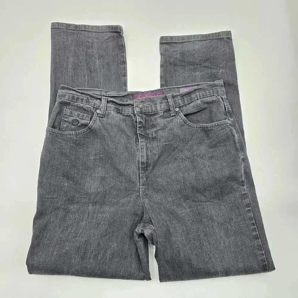 Gloria Vanderbilt Gray Amanda Denim Straight Leg Bootcut Western Jeans Pants 14